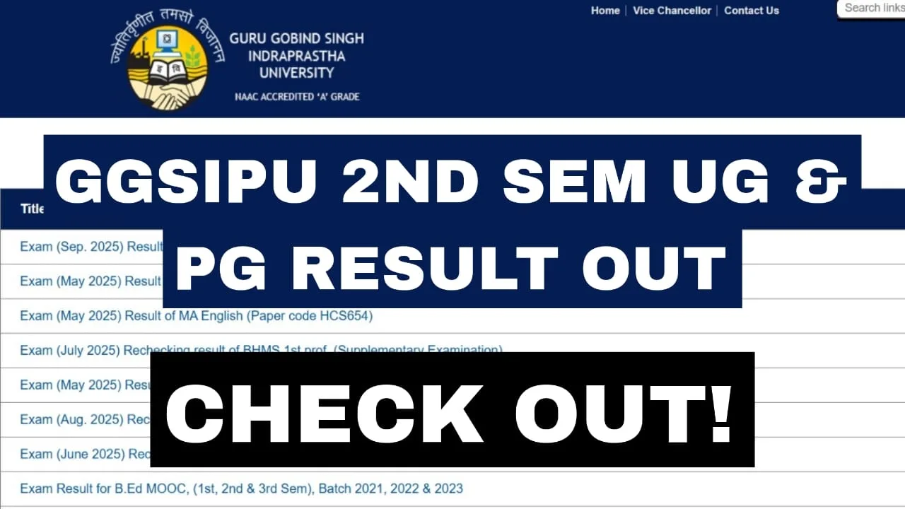 GGSIPU Result 2025 2nd Semester UG & PG Results Declared