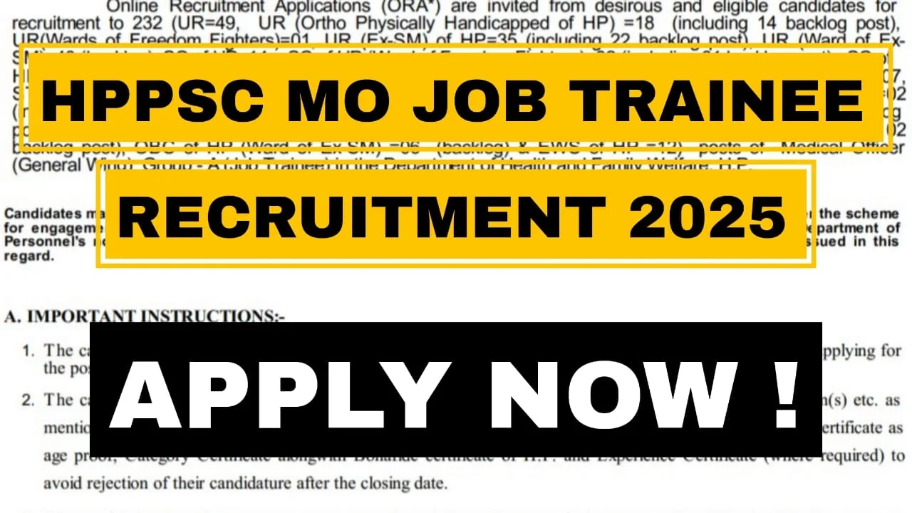 HPPSC MO Job Trainee Recruitment 2025
